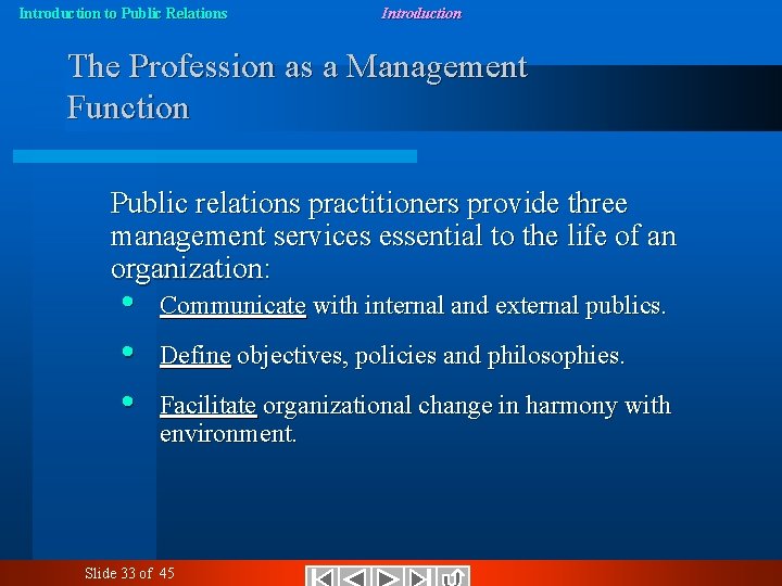 Introduction to Public Relations Introduction The Profession as a Management Function Public relations practitioners