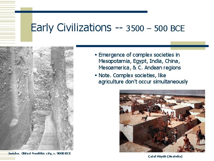 Early Civilizations -- 3500 – 500 BCE § Emergence of complex societies in Mesopotamia,