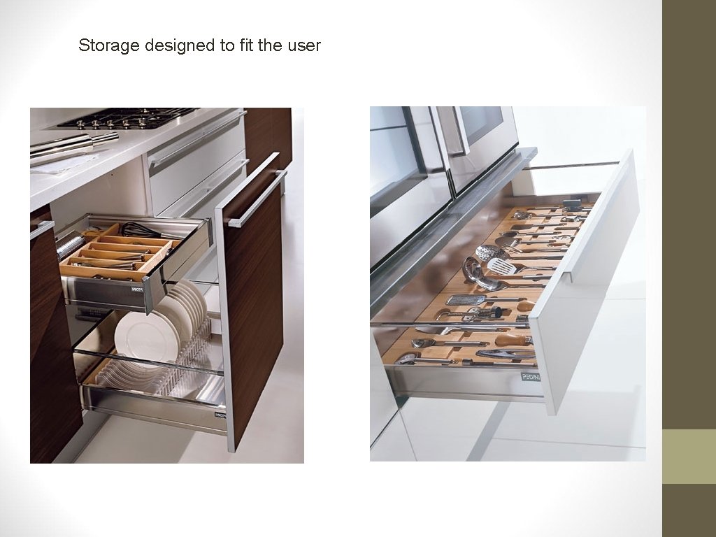 Storage designed to fit the user 