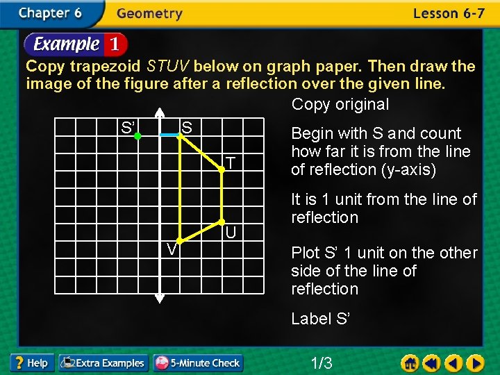 Copy trapezoid STUV below on graph paper. Then draw the image of the figure