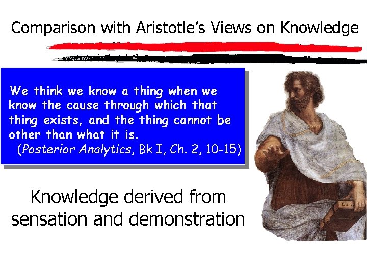 Comparison with Aristotle’s Views on Knowledge We think we know a thing when we