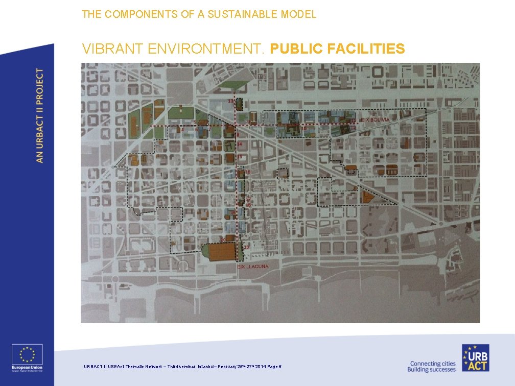 THE COMPONENTS OF A SUSTAINABLE MODEL VIBRANT ENVIRONTMENT. PUBLIC FACILITIES URBACT II USEAct Thematic