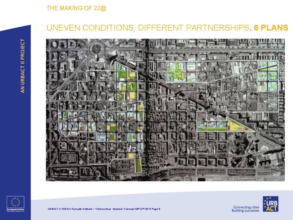 THE MAKING OF 22@ UNEVEN CONDITIONS, DIFFERENT PARTNERSHIPS. 6 PLANS URBACT II USEAct Thematic