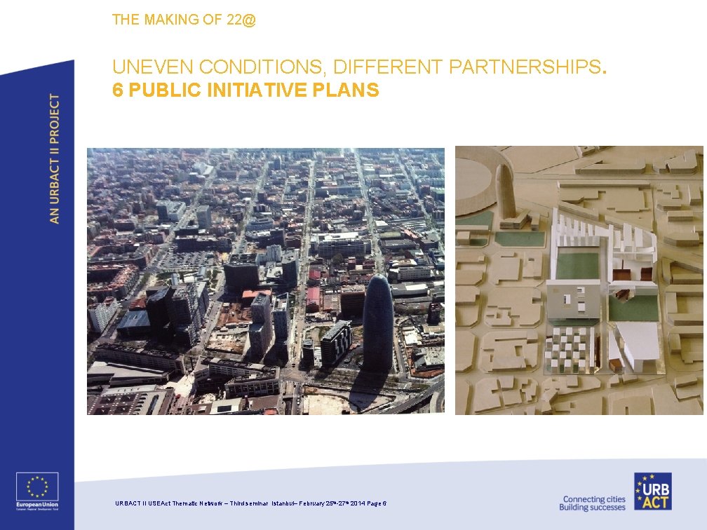 THE MAKING OF 22@ UNEVEN CONDITIONS, DIFFERENT PARTNERSHIPS. 6 PUBLIC INITIATIVE PLANS URBACT II