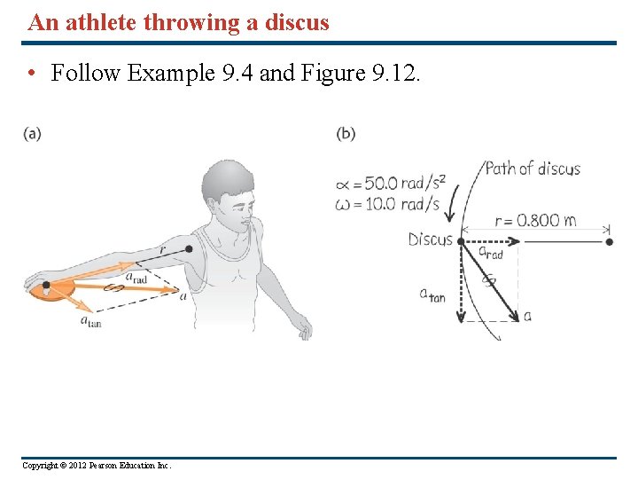 An athlete throwing a discus • Follow Example 9. 4 and Figure 9. 12.