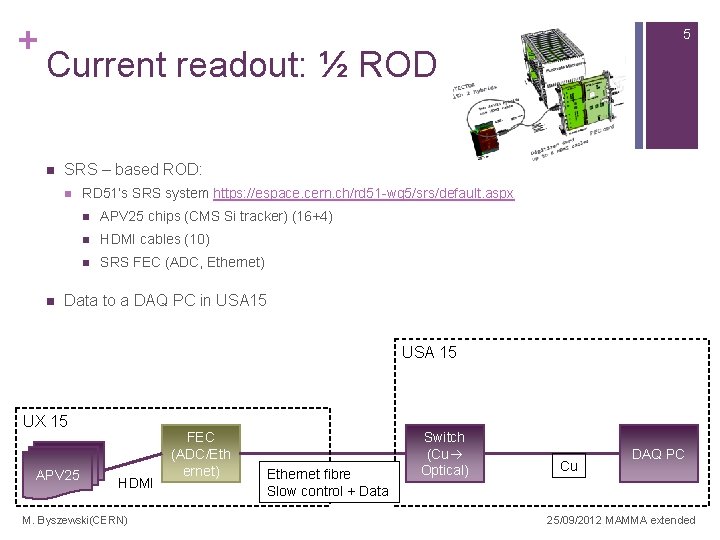 + 5 Current readout: ½ ROD n SRS – based ROD: n n RD + 5 Current readout: ½ ROD n SRS – based ROD: n n RD