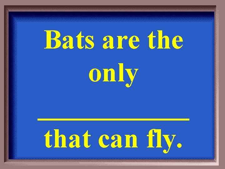 Bats are the only ______ that can fly. 
