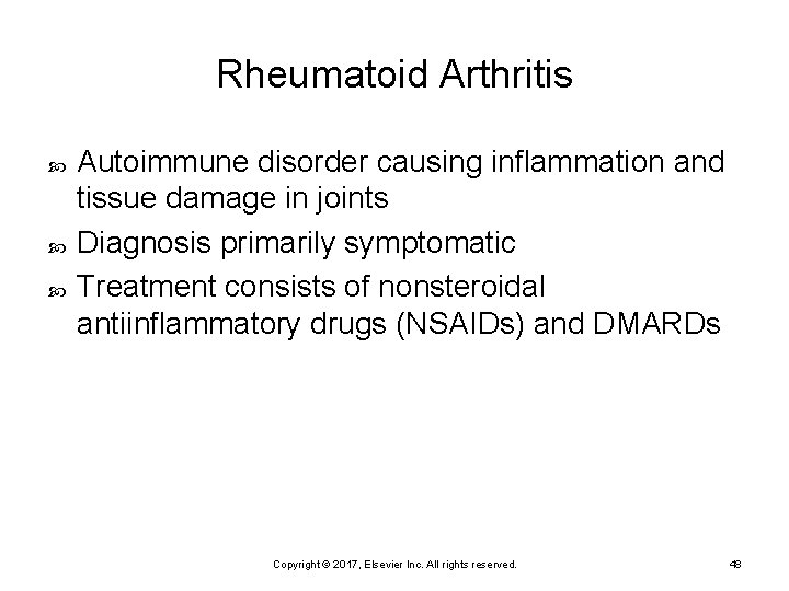 Rheumatoid Arthritis Autoimmune disorder causing inflammation and tissue damage in joints Diagnosis primarily symptomatic