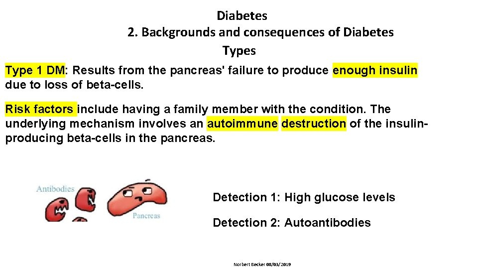 Diabetes 2. Backgrounds and consequences of Diabetes Type 1 DM: Results from the pancreas'