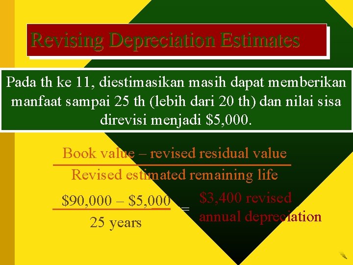 Revising Depreciation Estimates Pada th ke 11, diestimasikan masih dapat memberikan manfaat sampai 25