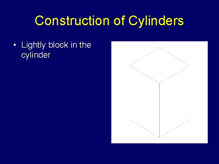 Construction of Cylinders • Lightly block in the cylinder 