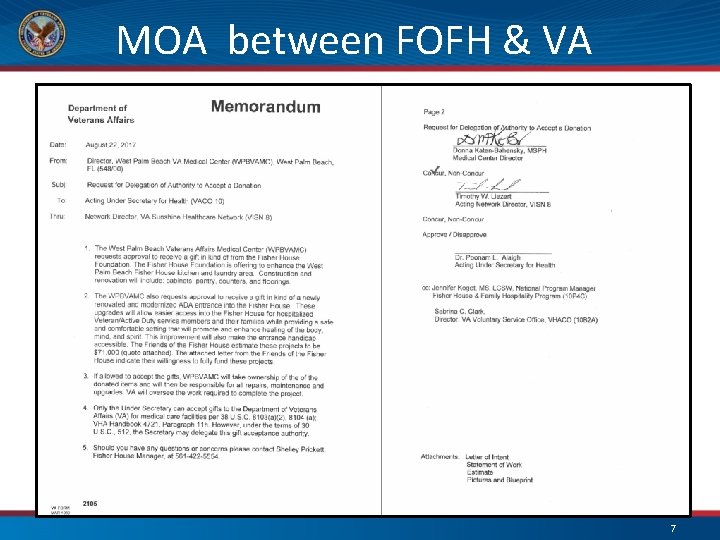 MOA between FOFH & VA 7 