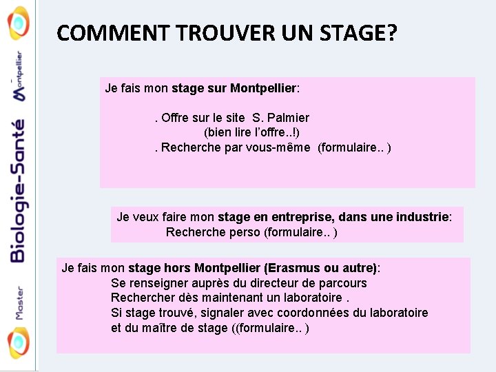 COMMENT TROUVER UN STAGE? Je fais mon stage sur Montpellier: . Offre sur le