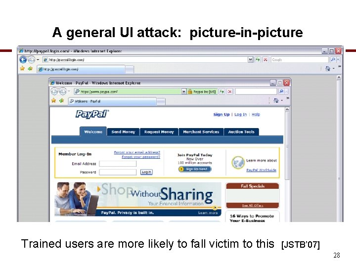 A general UI attack: picture-in-picture Trained users are more likely to fall victim to