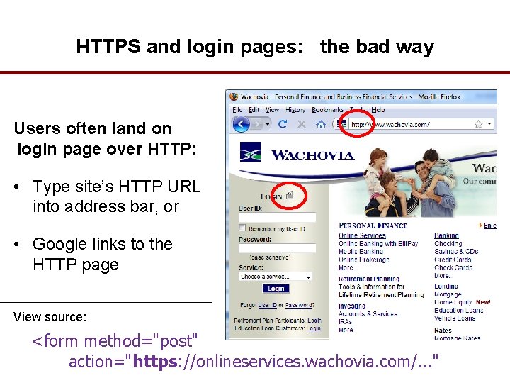 HTTPS and login pages: the bad way Users often land on login page over
