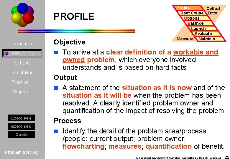 PROFILE Introduction PROBLEM PS Tools Simulation Practice Wrap-up Exercise 4 Exercise 5 Quote Problem