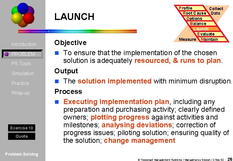 LAUNCH Introduction PROBLEM PS Tools Simulation Practice Wrap-up Exercise 10 Quote Profile Collect Root