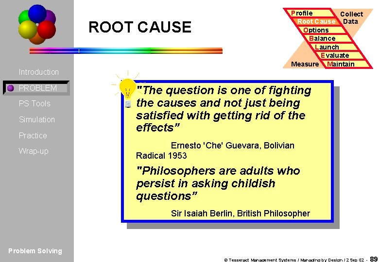 ROOT CAUSE Introduction PROBLEM PS Tools Simulation Practice Wrap-up Profile Collect Root Cause Data