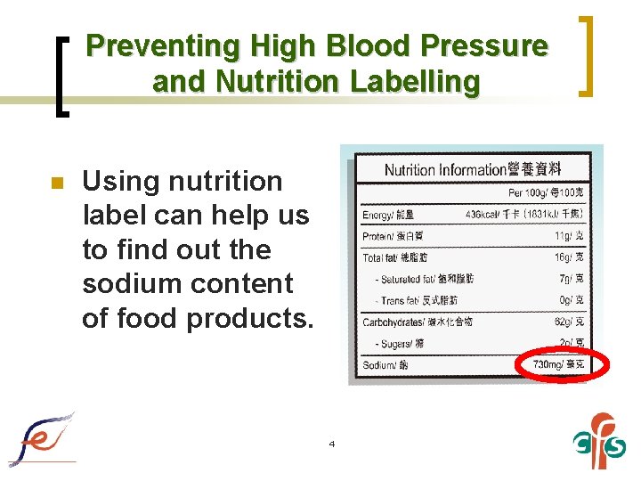 Preventing High Blood Pressure and Nutrition Labelling n Using nutrition label can help us