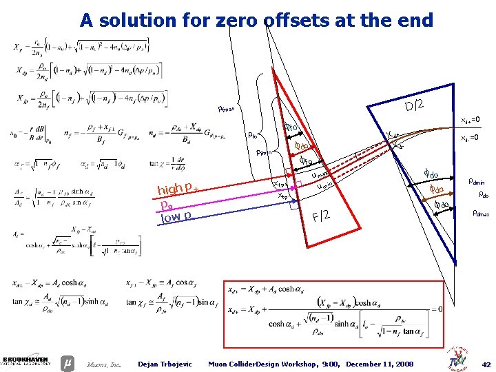 A solution for zero offsets at the end D/2 r fmax rfo . Muons,