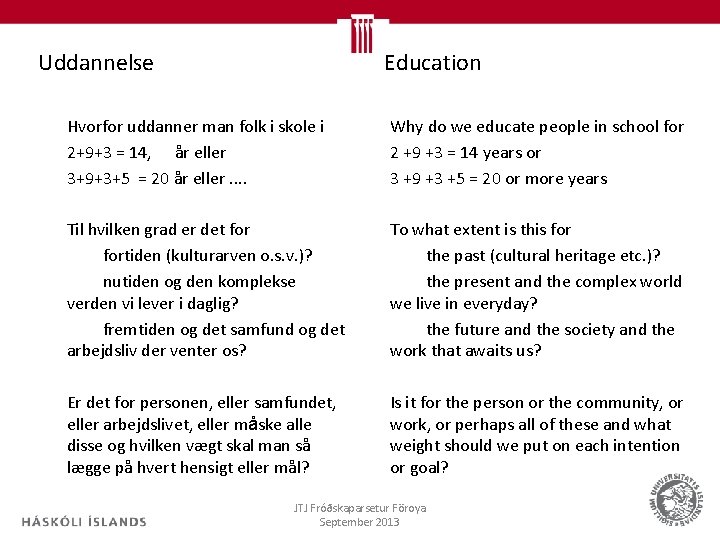 Uddannelse Education Hvorfor uddanner man folk i skole i 2+9+3 = 14, år eller