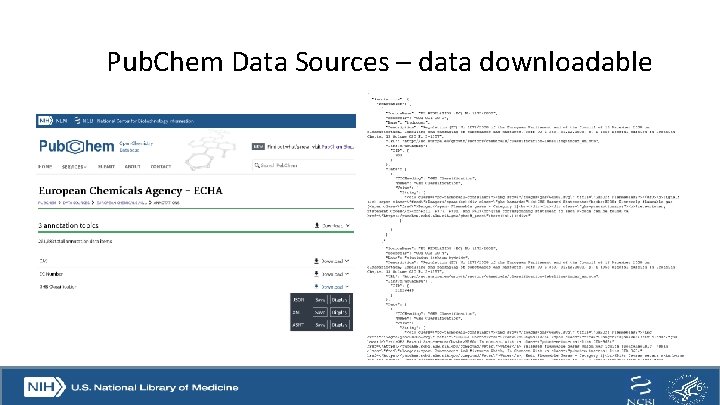 Pub. Chem Data Sources – data downloadable 6 