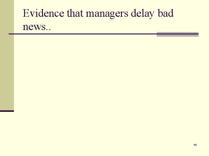 Evidence that managers delay bad news. . 14 