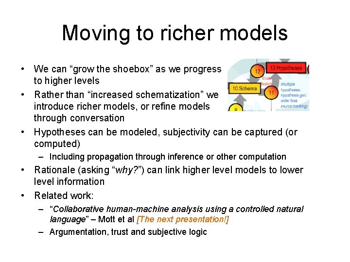 Moving to richer models • We can “grow the shoebox” as we progress to