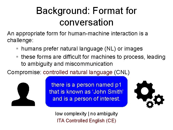 Background: Format for conversation An appropriate form for human-machine interaction is a challenge: §