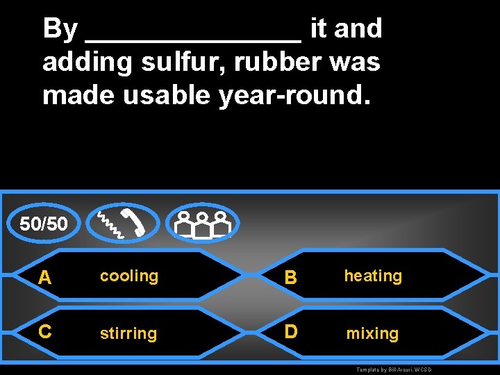 By _______ it and adding sulfur, rubber was made usable year-round. 50/50 A cooling