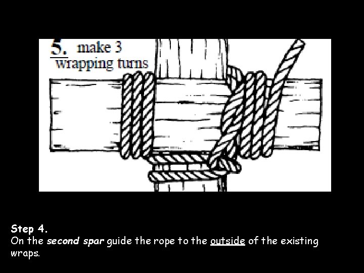 Step 4. On the second spar guide the rope to the outside of the