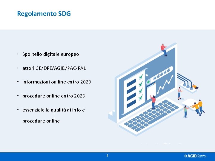 Regolamento SDG • Sportello digitale europeo • attori CE/DPE/AGID/PAC-PAL • informazioni on line entro