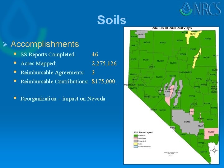 Soils Ø Accomplishments § § 46 2, 275, 126 Reimbursable Agreements: 3 Reimbursable Contributions: