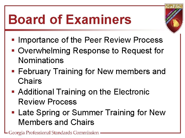 Board of Examiners § Importance of the Peer Review Process § Overwhelming Response to