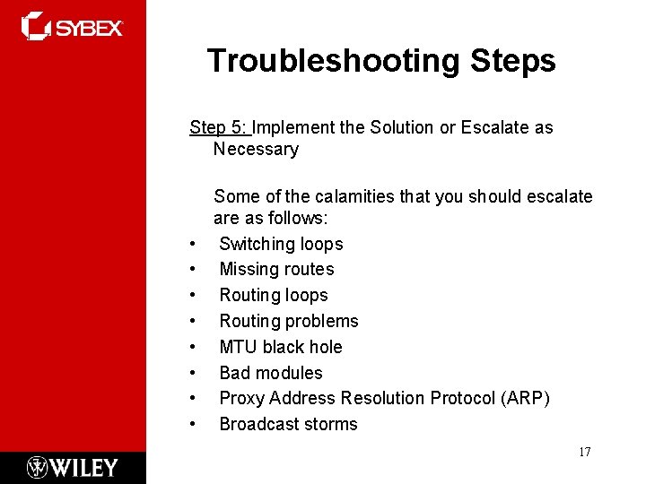 Troubleshooting Steps Step 5: Implement the Solution or Escalate as Necessary • • Some Troubleshooting Steps Step 5: Implement the Solution or Escalate as Necessary • • Some