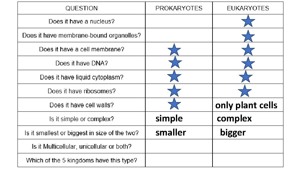 only plant cells simple complex smaller bigger 