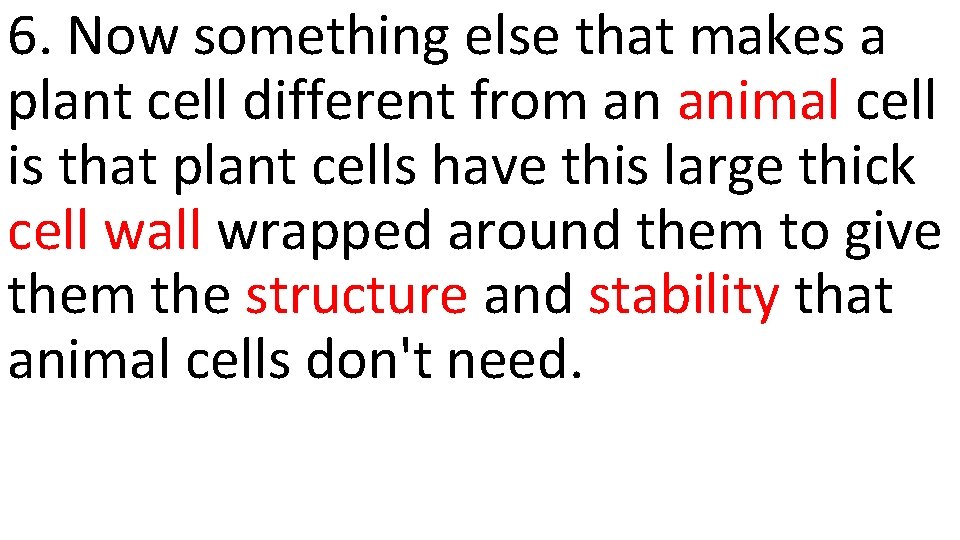 6. Now something else that makes a plant cell different from an animal cell