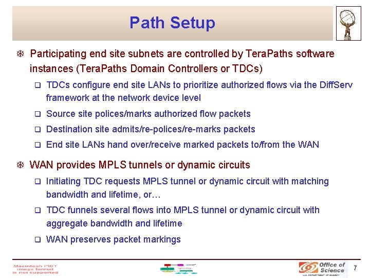 Path Setup T Participating end site subnets are controlled by Tera. Paths software instances