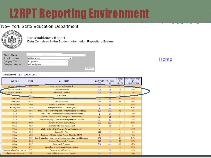 L 2 RPT Reporting Environment 