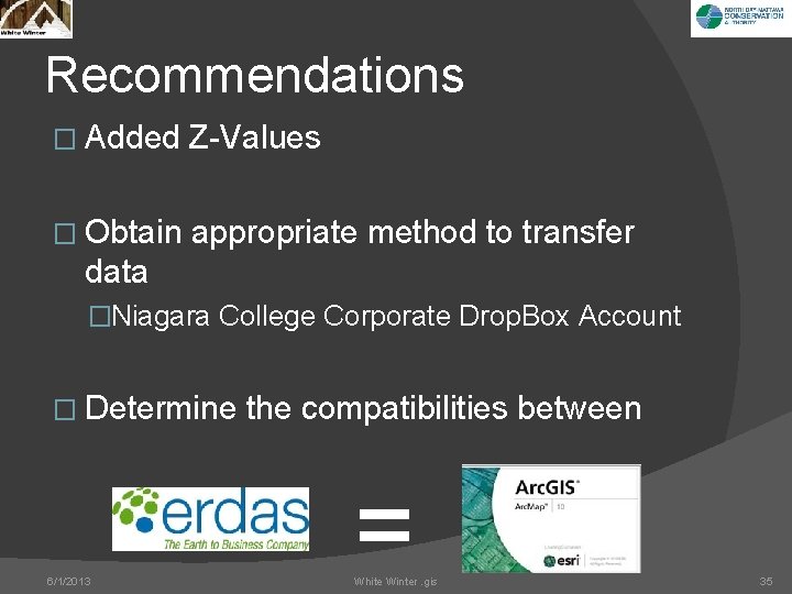 Recommendations � Added Z-Values � Obtain appropriate method to transfer data �Niagara College Corporate