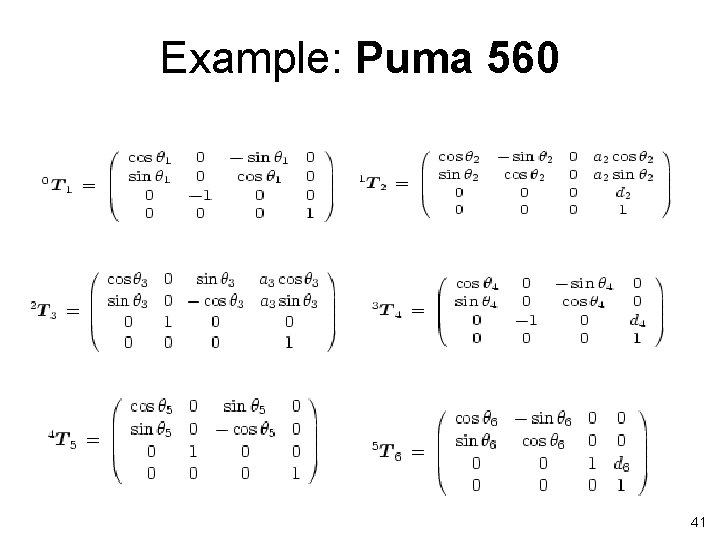 Example: Puma 560 41 