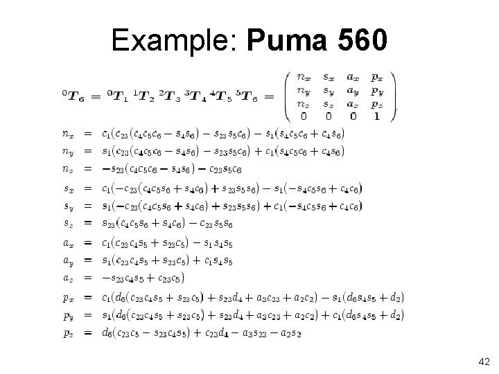 Example: Puma 560 42 