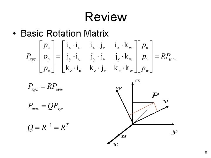 Review • Basic Rotation Matrix 5 