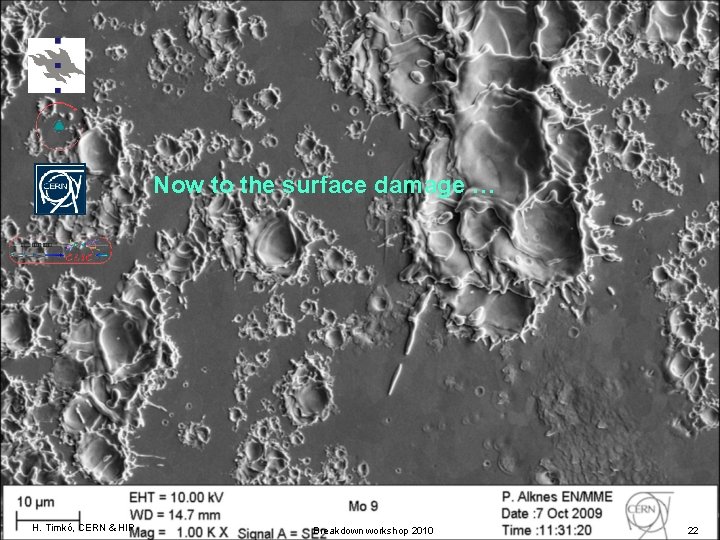 Now to the surface damage … H. Timkó, CERN & HIP Breakdown workshop 2010