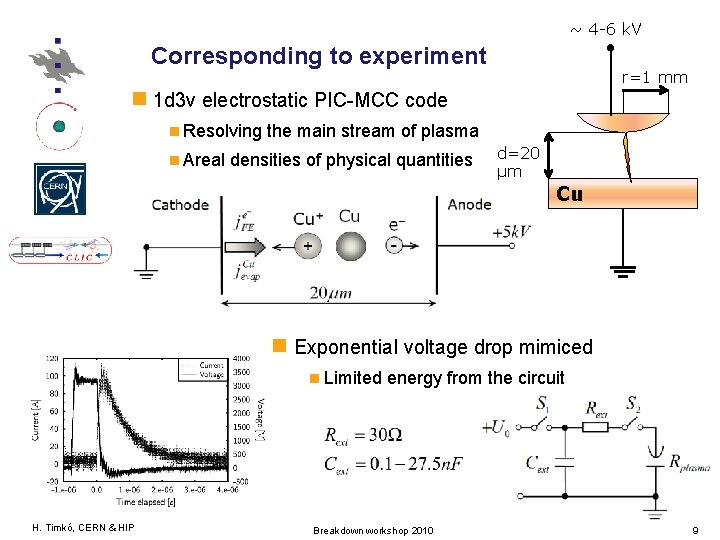 ~ 4 -6 k. V Corresponding to experiment r=1 mm 1 d 3 v