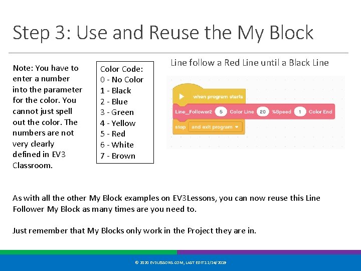 Step 3: Use and Reuse the My Block Note: You have to enter a