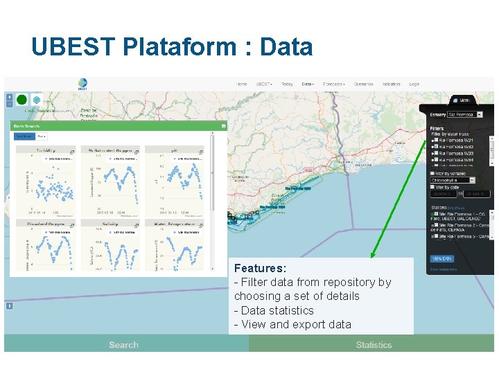 UBEST Plataform : Data Features: - Filter data from repository by choosing a set
