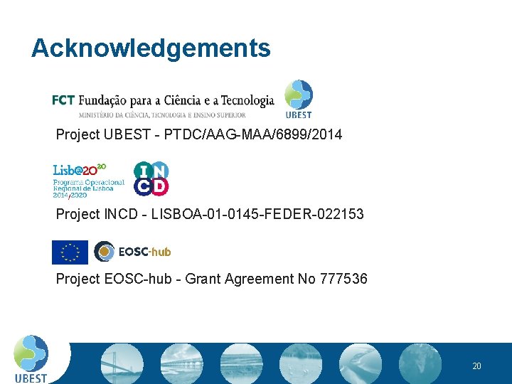 Acknowledgements Project UBEST - PTDC/AAG-MAA/6899/2014 Project INCD - LISBOA-01 -0145 -FEDER-022153 Project EOSC-hub -