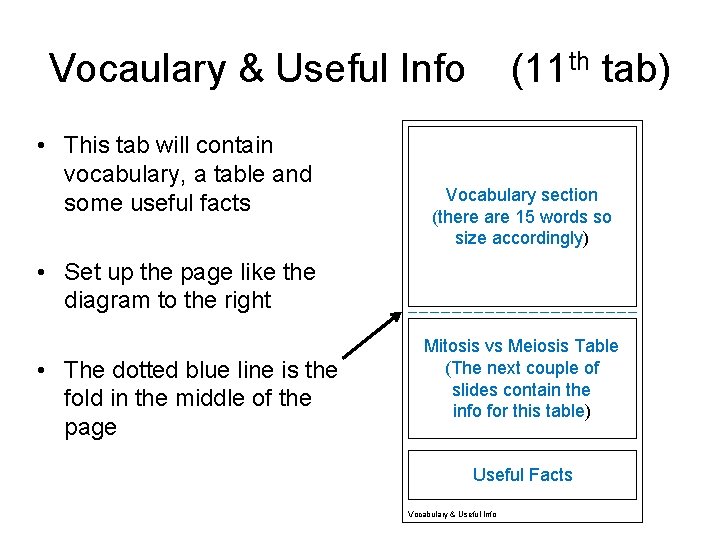 Vocaulary & Useful Info • This tab will contain vocabulary, a table and some