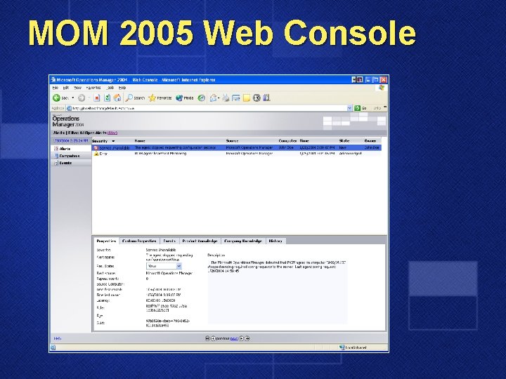 MOM 2005 Web Console 